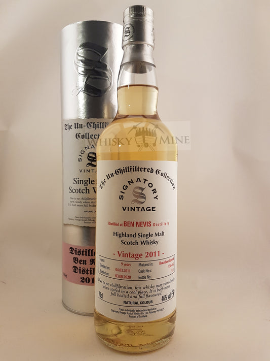 Fles Ben Nevis 2011 Signatory Vintage Single Malt Whisky – 46% vol, 70 cl.