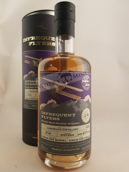 Fles Linkwood 2006 Infrequent Flyers Single Malt Whisky – 54% vol, 70 cl, virgin oak finish.