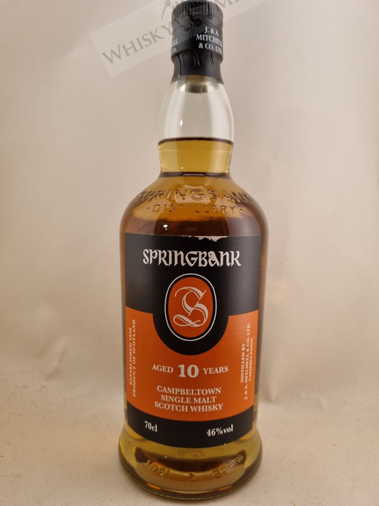 Fles Springbank 10 Year Old Campbeltown Single Malt Whisky – 46% vol, 70 cl.