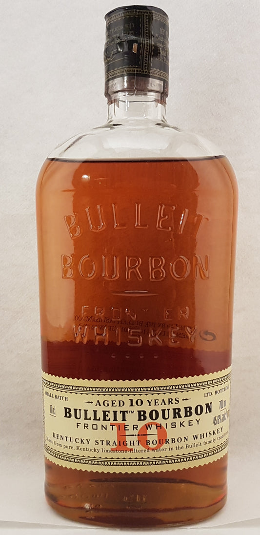 Fles Bulleit 10 Year Old Kentucky Straight Bourbon Whiskey – 10 jaar gerijpt, 45.6%, 70cl.