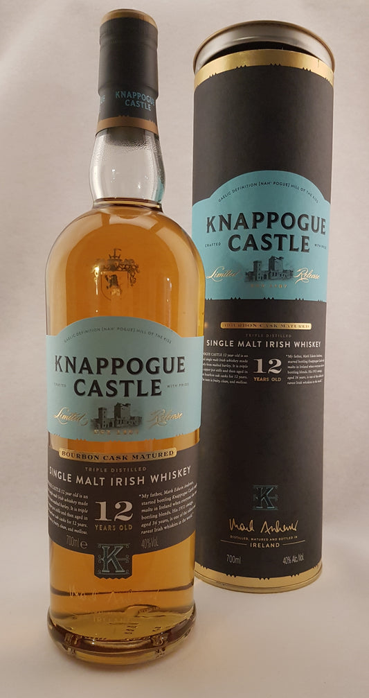 Fles Knappogue Castle 12 Year Old Irish Single Malt Whiskey – 40%, 70 cl.