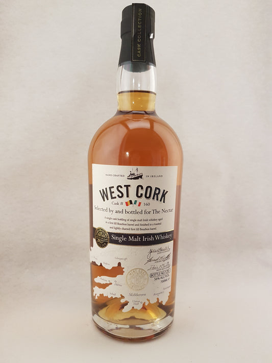 Fles West Cork Single Malt Cask #160 – 56% vol, 70 cl, Ierse single cask whiskey.