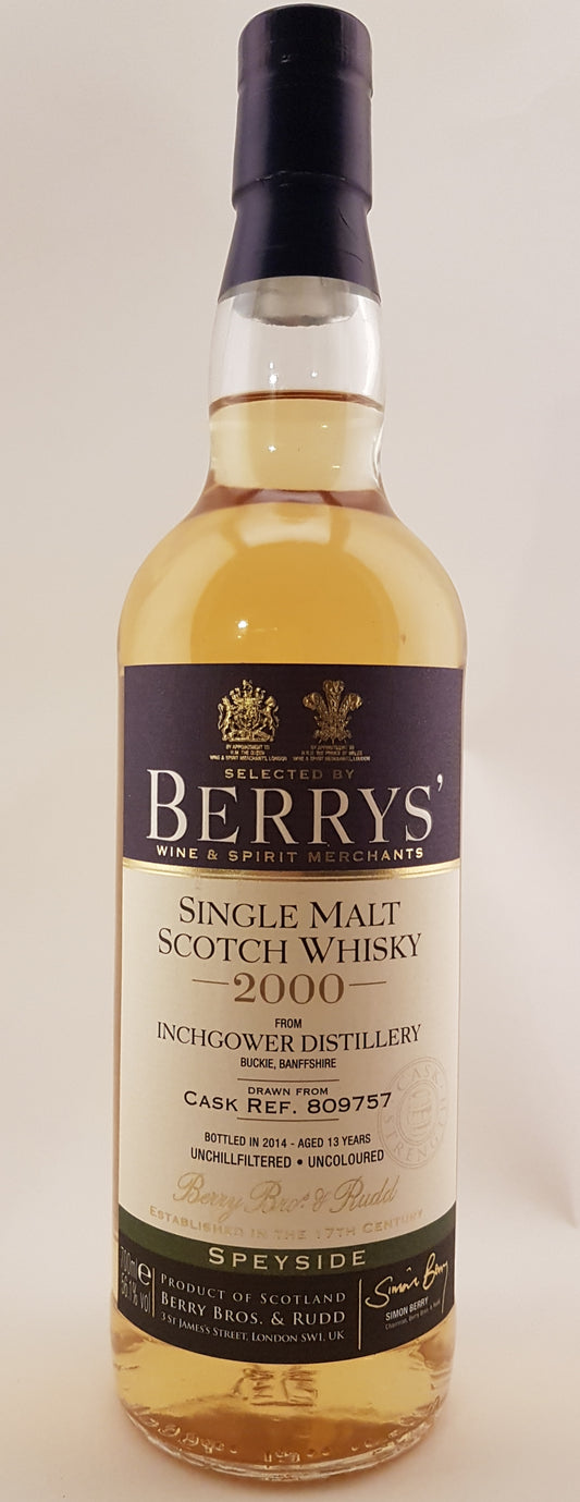 Fles Inchgower 2000 13 Year Old Speyside Single Malt Whisky – 56,1% vol, 70 cl.