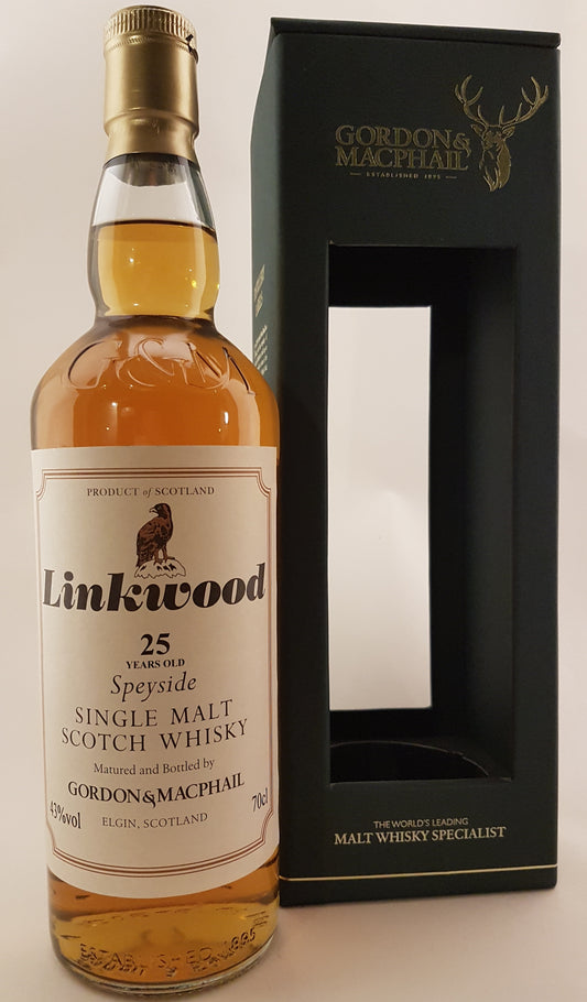 Fles Linkwood 25 Year Old Speyside Single Malt Whisky – 43% vol, 70 cl.