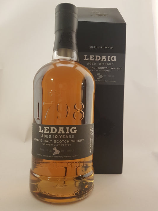 Fles Ledaig 10 Year Old Isle of Mull Single Malt Scotch Whisky – 46,3%, 70 cl.